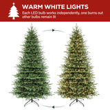 Hykolity 9 ft Prelit Artificial Christmas Tree with 5149 PE&PVC Branch Tips, 600 Warm White LED Lights, Easy Assembly with Metal Stand and Hinged Branches hykolity