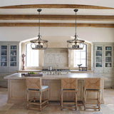 Dawn Whisper Farmhouse Chandelier, 20" Rustic Drum Chandelier Light Fixture Over Table, 5 Light Wood Chandeliers for dining room Dawn Whisper