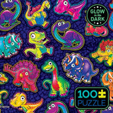 Ceaco - Glow in The Dark - Dinosaur Sticker Collage - 100 Piece Jigsaw Puzzle Ceaco