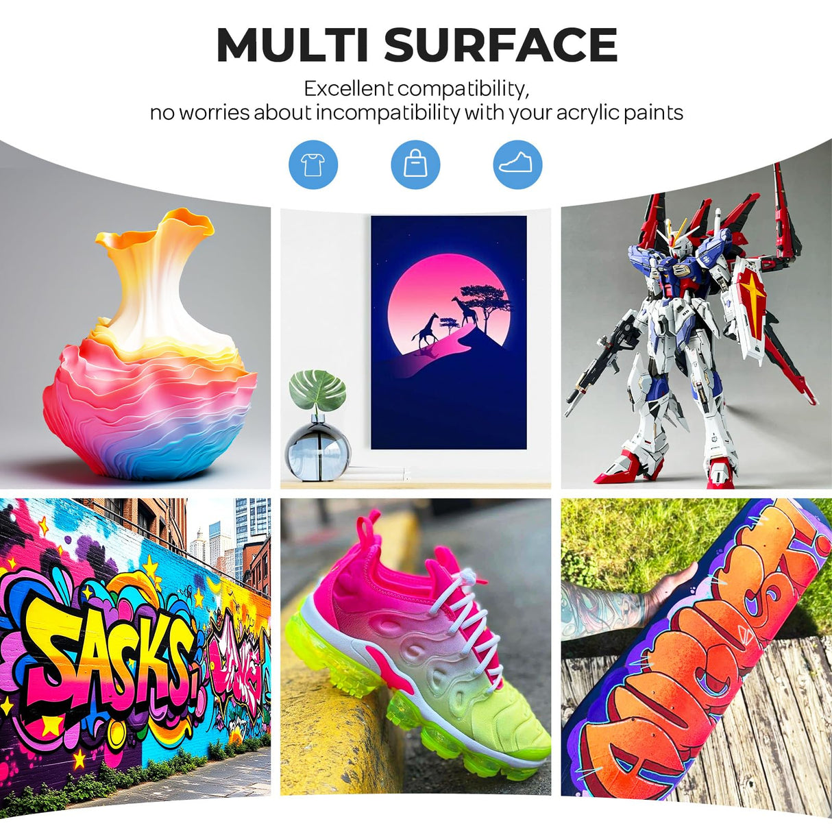 Nicpro Airbrush Thinner, 8.45 oz Water-Based Airbrush Medium, Acrylic Air Brush Paints to Improve Color Flow, for Model, Wood, Canvas, Metal, Plastic, Leather, for Beginners & Artists Nicpro