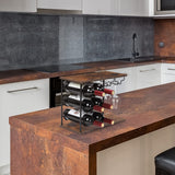 MOOACE Countertop Wine Rack, Hold 6 Wine Bottles and 4 Glasses Rack, Freestanding Wine Rack for Home, Kitchen, Bar Table, Wine Cellar, Cabinet MOOACE