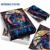 Fantasy Dragon Puzzles for Adults 1000 Pieces, Stained Glass Art Jigsaw Puzzles, Blue Purple Darkness Western Dragon Puzzle IdeaBazar