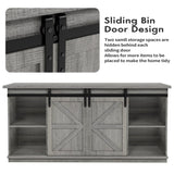 JUMMICO TV Stand for 65 Inch TV, Entertainment Center with Storage Cabinets and Sliding Barn Doors, Mid Century Modern Media TV Console Table for Living Room Bedroom (Pale Gray) JUMMICO