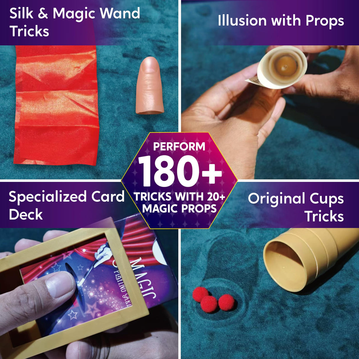 Klever Kits 180+ Magic Set- My First Magic Trick Kit- Amazing Magician Toy with Step-by-Step Video Lessons, for Kids Aged 6+ Easy Tricks of Wand and Illusion Cards Klever Kits
