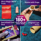 Klever Kits 180+ Magic Set- My First Magic Trick Kit- Amazing Magician Toy with Step-by-Step Video Lessons, for Kids Aged 6+ Easy Tricks of Wand and Illusion Cards Klever Kits