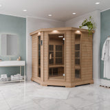 SteamSpa 1-5 Person Low EMF Carbon FAR Infrared Hemlock Wood and Tempered Glass Indoor Home Sauna Room with LED Touch Control Panel, Color LED Therapy Light, Bluetooth Speaker, Oxygen SteamSpa