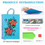 antor 5D DIY Diamond Painting File Bag Reusable Grocery Bags Makeup bags, Stationery Bag for Adults, Durable Fashionable Bags for Shopping Daily Rhinestone Diamond Art Handbag Flower Pattern antor