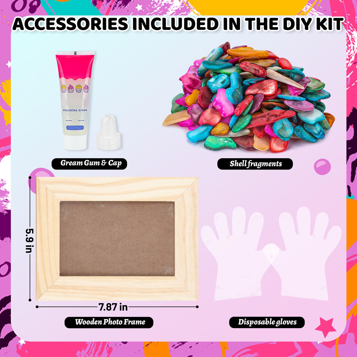 Joyclub DIY Mosaic Photo Frame Craft Kit Mosaic Kits for Kids and Adults Creative Arts and Crafts Mosaic Tiles Home Decor Handmade Christmas Birthday Gifts for Girls Ages 6-12 Joyclub