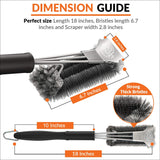 BBQ Grill Brush and Scraper 18" | Stainless Steel Cleaning Brush Accessories | Best for Weber Gas, Charcoal, Porcelain, Cast Iron, All Grilling Grates Grill Spark