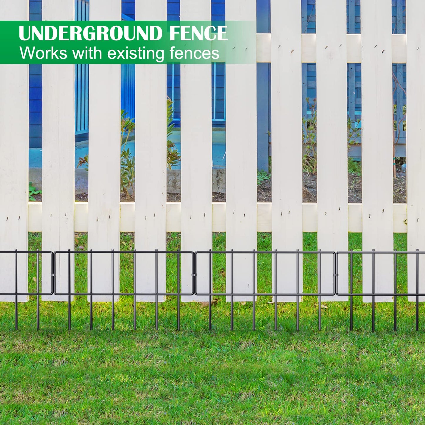 25 Pack Animal Barrier Fence, 17 in(H) X 27 Ft(L) Decorative Garden Fence, Rustproof Metal Wire Garden Border Fence, Dog Rabbits Ground Stakes Fence for Garden.