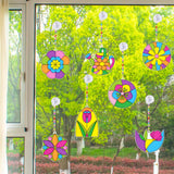 WorldBazaar Summer Flower Suncatchers Crafts for Kids 24 Sets DIY Window Painting Art Suncatchers Decoration Christmas Birthday Wedding Party Supplies WorldBazaar