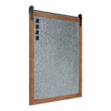 Kate and Laurel Cates Modern Farmhouse Barn Door Wood Framed Galvanized Metal Magnetic Memo Board, Rustic Brown Kate and Laurel