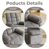 Rhevoy Swivel Rocker Recliner Chair with Heat and Massage, 26" Wide Oversized Rocker Recliner with Overstuffed Backrest,Swivel Glider Recliner for Living Room,Grey Rhevoy