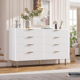 GarveeHome 8 Drawer Dresser for Bedroom, Fluted 55 in Wide Modern Chest of Drawers with Deep Drawers, Wooden Dresser Organizer for Living Room, Hallway, Kids Room, White GarveeHome