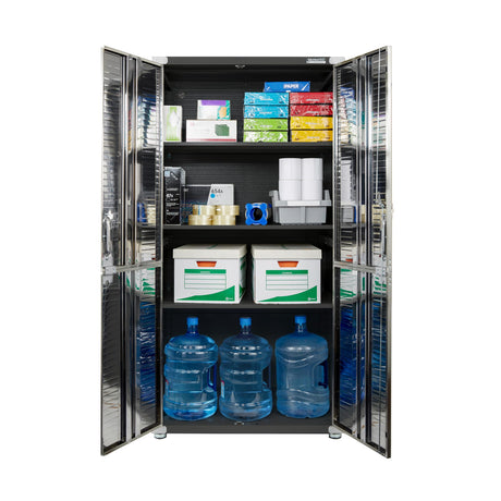 Seville Classics UltraHD Solid Steel Lockable Metal Storage Cabinet Locker Organizer, w/Adjustable Shelves for Garage, Warehouse, Office, Classroom, Graphite, 36" W x 24" D x 72" H Seville Classics