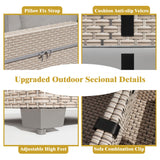 Aukreolis 7 Pieces Patio Furniture Set, Outdoor Sectional Wicker Sofa with Thick Cushions and Storage Coffee Table, Rattan Patio Conversation Sets for Deck Yard Poolside, Grey Aukreolis