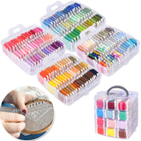 VICOVI Embroidery Thread Kit Including 200 Skeins Embroidery Floss 30 Skeins White & Black Embroidery Thread Cross Stitch Tool for Friendship Bracelets Arts DIY Crafts with 4-Tier Transparent Box VICOVI