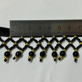 GorinsKani 2 Yard White Black Silk Tassel Gedbkiuce 2 Yard White Black Silk Tassel Fringe Trim Beads Lace Trim Embroidery Lace Fabric Sewing Material Tassels (Black Gold) GorinsKani