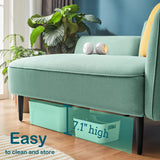 LINSY Small Loveseat Couch 2 Seat, Mid Century Modern Love seat Couches 57" Mini Couch with Srorage, Removable Table and Pillow, Couches for Small Spaces Living Room Bedroom Dorm (Teal Left) LINSY