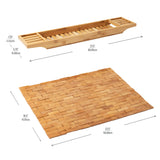 Mind Reader Bathtub Tray and Bath Mat Set, Bathroom Accessories, Rayon from Bamboo, 27.5" L x 5.75" W x 1.75" H, 2 pcs, Brown Mind Reader