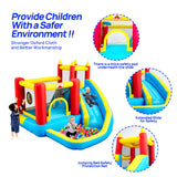 WELLFUNTIME Inflatable Bounce House with Slide, Jumping Castle with Blower, Climbing Wall, Dartboard, Basketball Hoop and 50 Ball Pit Balls, 108x122x86 Inch WELLFUNTIME