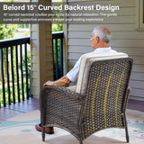 Belord Patio Club Chair Wicker Chairs - Outdoor High Back Chair Set of 2 Patio Furniture Set Rattan Seating with Removable Cushions for Porch Balcony Deck Pool Sunroom Light Brown/Beige Belord