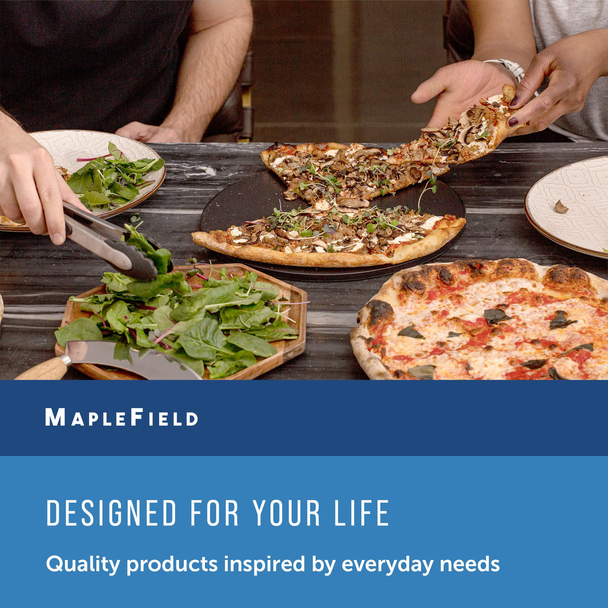 4-Pack Ceramic Pizza Stones - Make Restaurant-Quality Pizza Right at Home - Easy to Use - Durable up to 500℉ - 100% Black Cordierite - 11.75” Diameter Maplefield