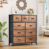 YITAHOME Dresser with 9 Drawers - Fabric Storage Tower, Organizer Unit for Living Room, Hallway - Sturdy Steel Frame, Wooden Top & Easy Pull Fabric Bins YITAHOME