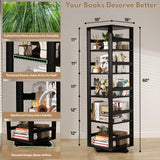 Homykic Rotating Bookshelf, Bamboo 360 Display Spinning Bookshelf Tower, 5-Tier Small Corner Bookcase for Small Spaces, Narrow Revolving Book Shelf Organizer Rack for Home Office, Black Homykic