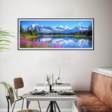 Bimkole Large Diamond Art Kits for Adults Lake, Full Drill 5D DIY Rhinestone Embroidery Set Paint with Diamonds Art Landscape by Number Kits Cross Stitch Home Wall Craft Decoration 31.5x11.81 Inch Bimkole