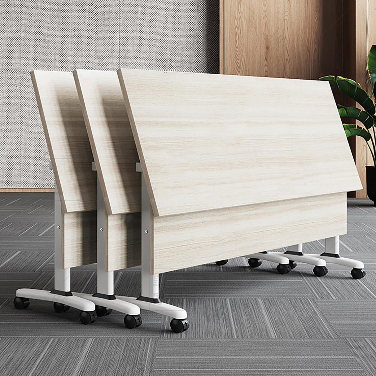 HSHBDDM Folding Conference Table Foldable Meeting Tables, Conference Rooms Training Rooms Flip Top Mobile Training Table, Rolling Meeting Table with Caster Wheels, Suitable for Office,Meeting Room HSHBDDM