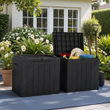 Greesum 31 Gallon Deck Box for Outside, All Weather Outdoor Storage Boxes for Patio Furniture Set, Package Delivery Box, Garden Tools, Black(Set of 2) Greesum