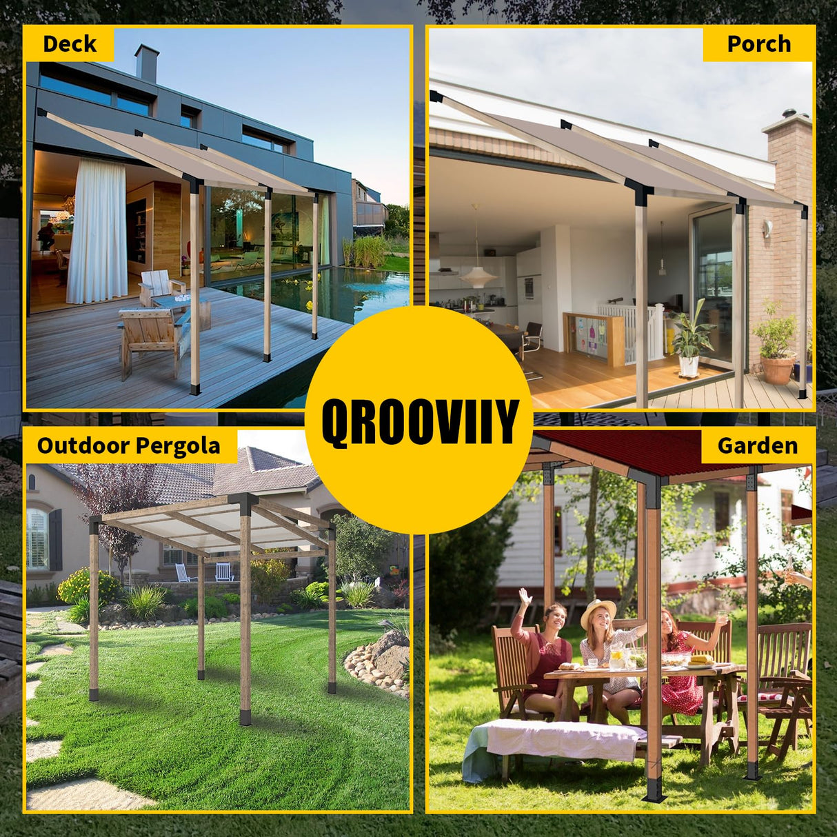 Qrooviiy 15 Degree Pegola Bracket Kits,4-Way Right Corner Woodwork Brackets for 4" x 4" (Actual:3.5"x3.5") Lumber,DIY Gazebo Brackets for Patio Pergolas, Gazebos, Log Cabin W/Hardware - 1Pack… Qrooviiy