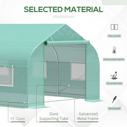 Outsunny 20' x 10' x 7' Outdoor Walk-in Greenhouse, Tunnel Green House with Roll-up Windows, Zippered Door, PE Cover, Heavy Duty Steel Frame, Green