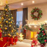 20 Inch Christmas Wreath with Pinecone Berries Christmas Decorations Front Door Wreath for Outdoor Indoor Party Wall Table Home Decor Brown Sign PGANDS