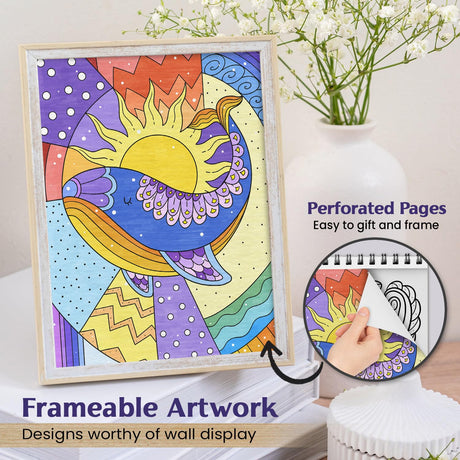 Adult Coloring Book Spiral Bound for Women, Thick Paper Coloring Book for Alcohol Markers (30 Blissful Designs) Mindful Palette