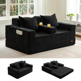 MAXYOYO Loveseat Sofa Bed, 4 in 1 Foldable Floor Sofa Couch in A Box with 2 Cup Holders, Convertible Boneless Couch Folding Recliner Sleeper Chair for Living Room, No Assembly Required, Black MAXYOYO