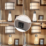 KIVDITZO Natural Alabaster Table Lamps Set of 2 for Living Room Rustic Nightstand Lamp with Night Light for Bedroom Bedside Lamp with A+C USB Ports for Home Office Study Room(Bulbs Included) KIVDITZO