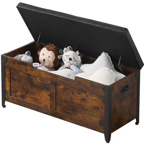 GAOMON Storage Chest, Wooden Storage Trunk with Metal Frame, Entryway Shoes Bench with Cushion, Large Storage Organizer, 39.4" Lift-Top Storage Chest with 2 Hinges for Bedroom, Living room GAOMON