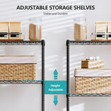 IZEUK 4-Tier Heavy Duty Steel Storage Shelves, Metal Shelf Wire Shelving Rack for Pantry, Kitchen, Garage, or Office Organization (29.5" W x 13.7" D x 47.2" H, 1000LBS, Black) IZEUK