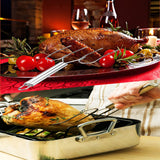 Thanksgiving Turkey & Roast Lifters, Stainless Steel Roaster Forks, Transfer Chicken or Ham Poultry Lifters Easily, Four Needle Meat Fork, Set of 2 TripleLife