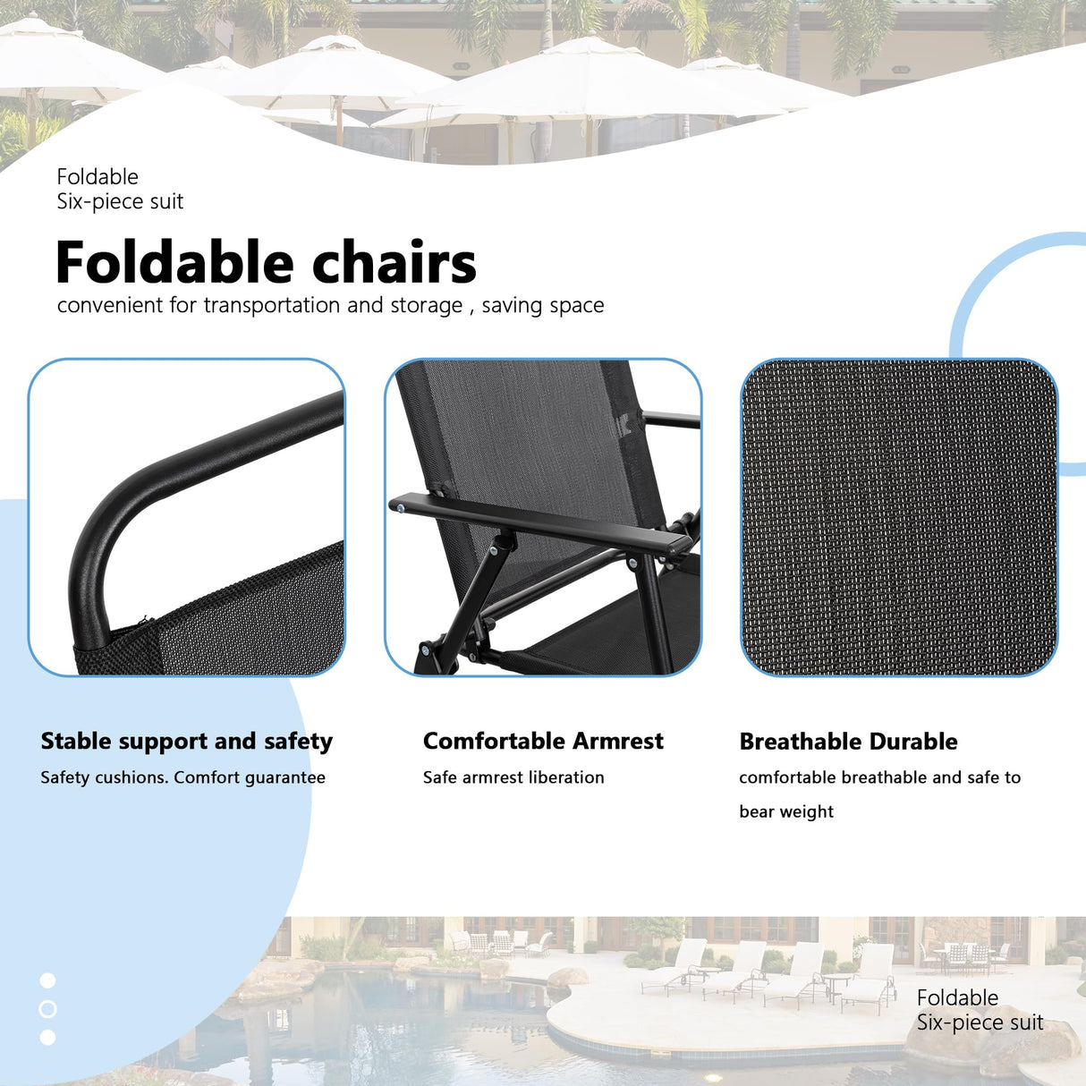 Shintenchi 6 Piece Patio Dining Set Light Black Shintenchi