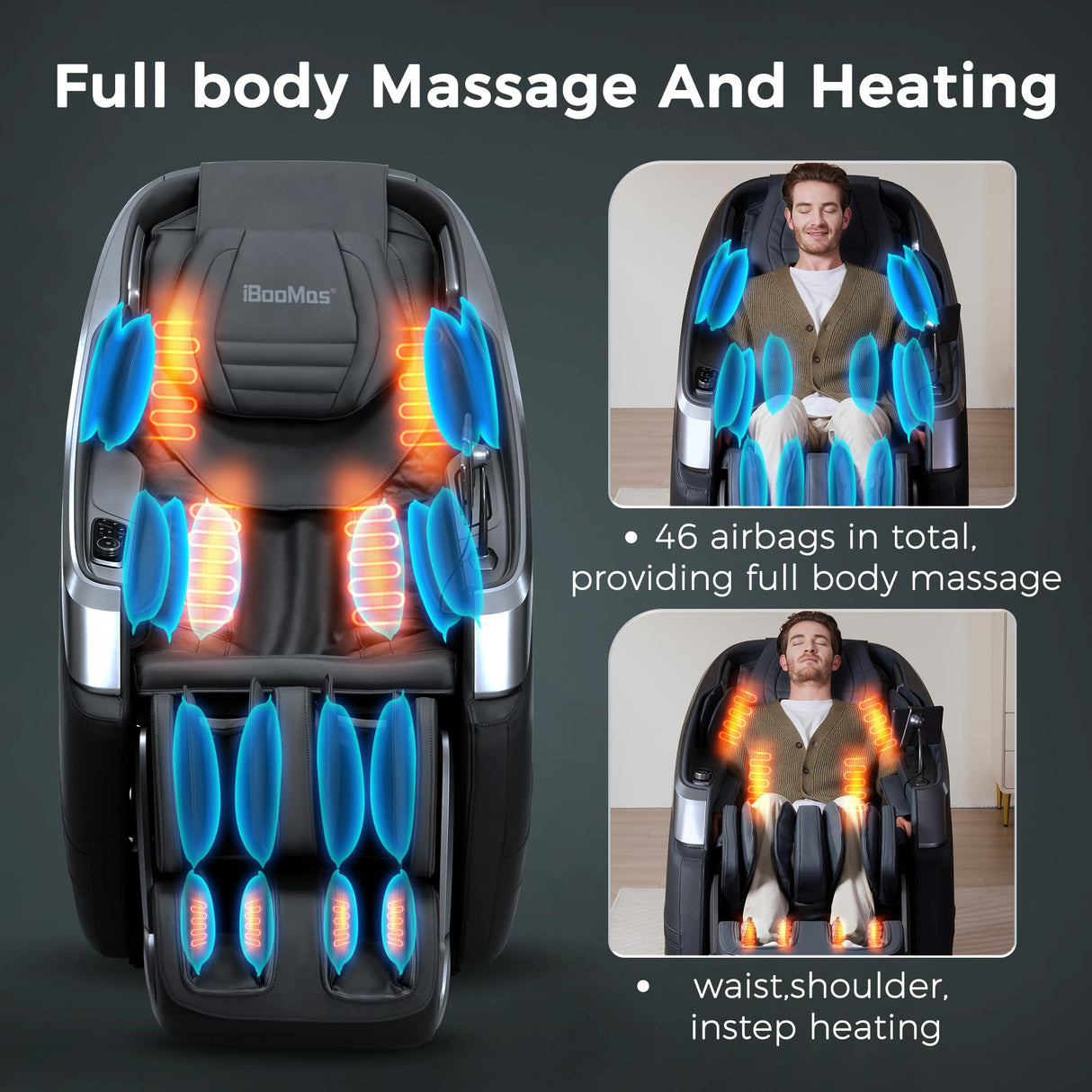 iBooMas 4D Massage Chair, Zero Gravity Massage Chair Full Body with 24 Modes,Automatic Footrest Extension,Sleep Mode,Shoulder Waist and Instep Heat,APP Control,Foot Roller,IBM-P03(Black) iBooMas