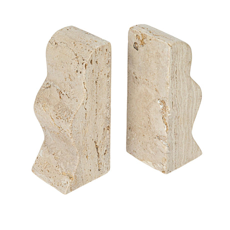Creative Co-Op Decorative Travertine Wave Bookends, Natural, Set of 2 Creative Co-Op