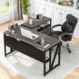 Tribesigns Office Desk with Drawers,55 inches L Shaped Computer Desk with Storage Shelves and Mobile File Cabinet, Executive Desk for Home Office Furniture Sets Tribesigns