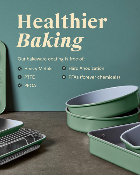 Caraway Non-Stick Ceramic Baking Sheet Duo - Naturally Slick Ceramic Coating - Non-Toxic, PTFE & PFOA Free - 18 x 13" Large & 15 x 10" Medium - Marigold Caraway