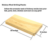 Iconikal Hickory Wood Grilling Smoking Plank, 12 x 5-Inch - 4-Pack Hickory Flavor Enhancer for Steaks, Beef, Pork, Seafood and Veggies - Infuse Smoky Wood Flavor in BBQ or Grill Iconikal