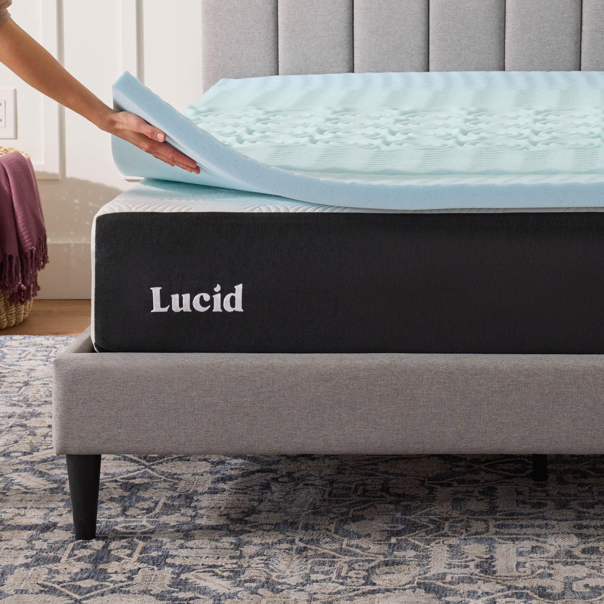 LUCID Gel Infused Memory Foam Mattress Topper – 2 Inch Mattress Topper – 5 Comfort Zones Relieve Pressure – CertiPUR-US Certified Foam - King LUCID