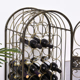 HOMCOM 45 Bottle Wrought Iron Wine Rack Jail with Lock - Antique Bronze HOMCOM