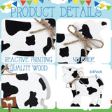 Redbaker 3 Pcs Cow Wooden Table Decor Christmas Tiered Tray Decor Farmhouse Tabletop Block Sign Rustic Wood Centerpieces Decorations for Xmas Home Office Table Shelf Decor Redbaker